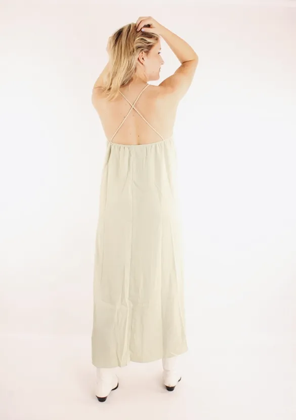 LOVEDRUNKY Maxi Jurk Split jurk mint v-hals