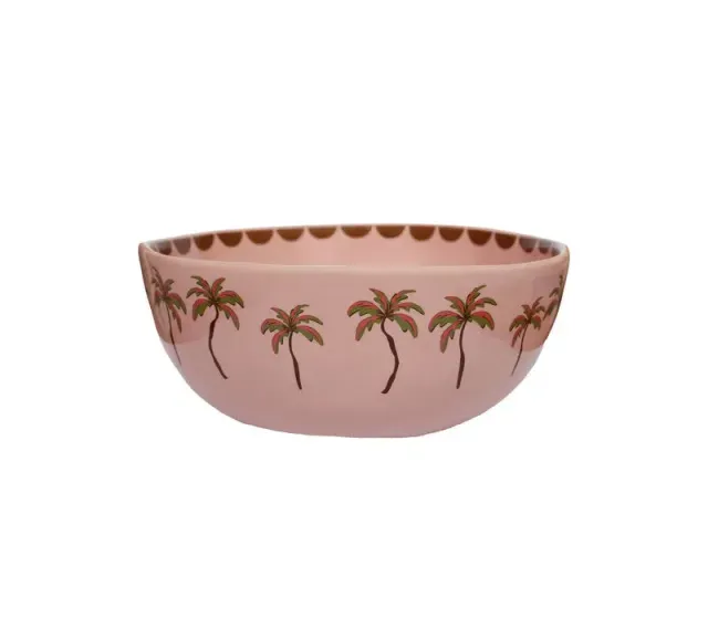 Amiek All the Luck kom palmbomen roze keramiek