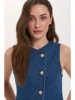 Amiek 24c Denim Gilet Lin gilet blauw katoen