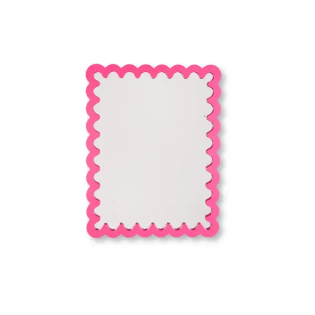 Amiek golvende rand wandspiegel felroze A4