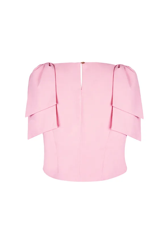 LOVEDRUNKY Big Bow Top met strik Roze gevoerd