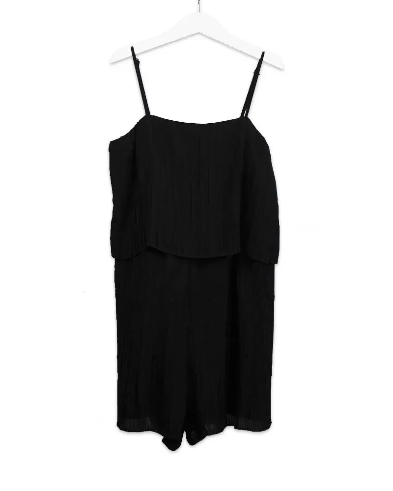 LOVEDRUNKY Plisse Jumpsuit Plisse jumpsuit zwart