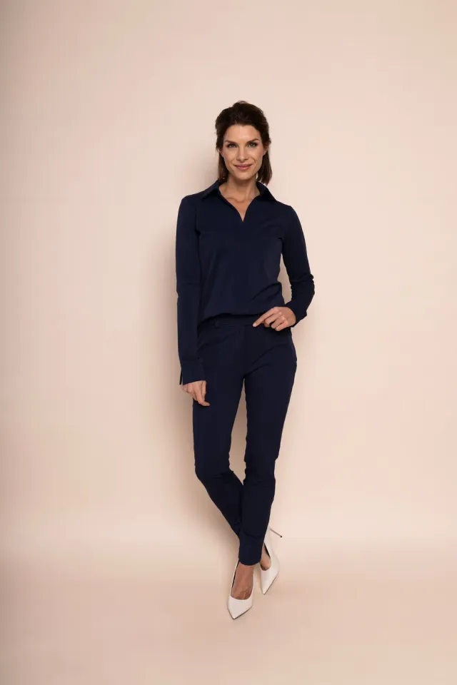 Laboutiek Ivanka Long Sleeve travel blouse navy