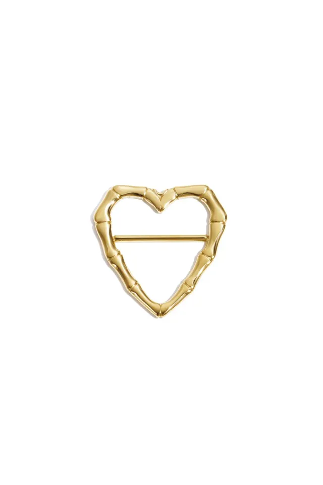 Amiek Bamboo Heart sjaalklem goud RVS