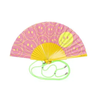 Amiek Smile waaier roze/geel met draagkoord
