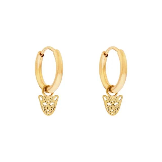 Essentialistics Leopard oorbellen goud – 10 mm staal