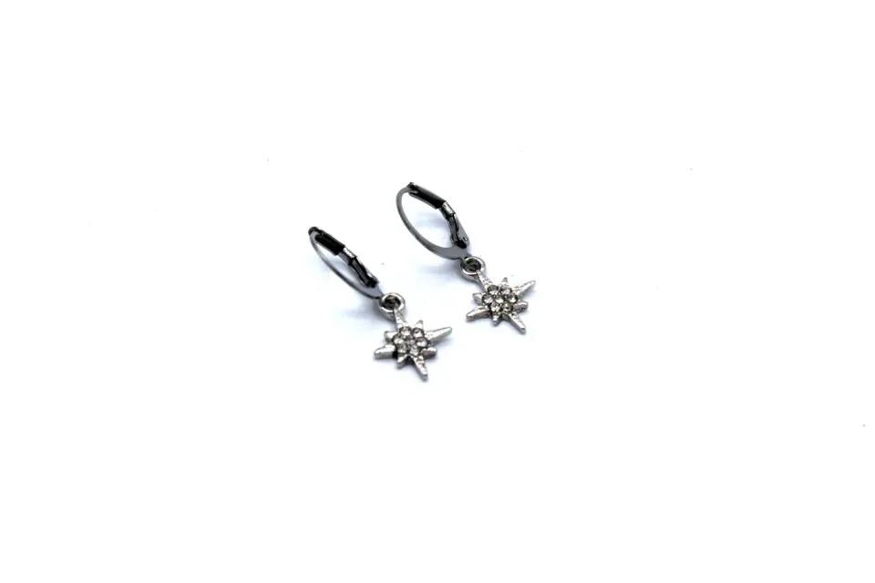 LOVEDRUNKY Star hoops zilver sterhanger
