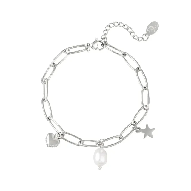 LOVEDRUNKY Bedels armband zilver met 3 bedels