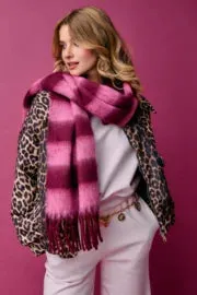 Amiek Barbara sjaal roze bordeaux cosy