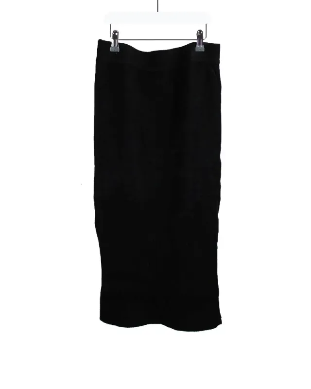 LOVEDRUNKY Knitted midi rok zwart hoge taille split