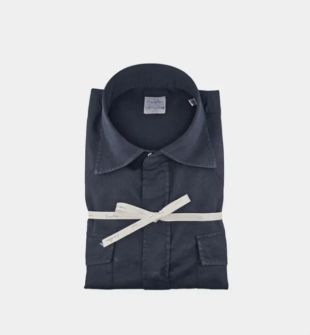 Officine Napoli Pisano Luca overhemd navy katoen