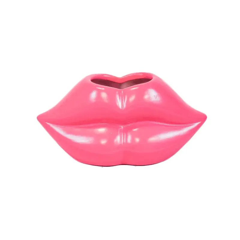 Amiek Housevitamin Pot Lip vaas neon pink keramiek