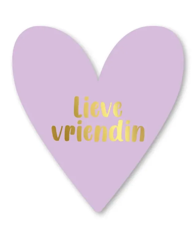 Amiek Lieve vriendin wenskaart hartvorm goudfolie A6