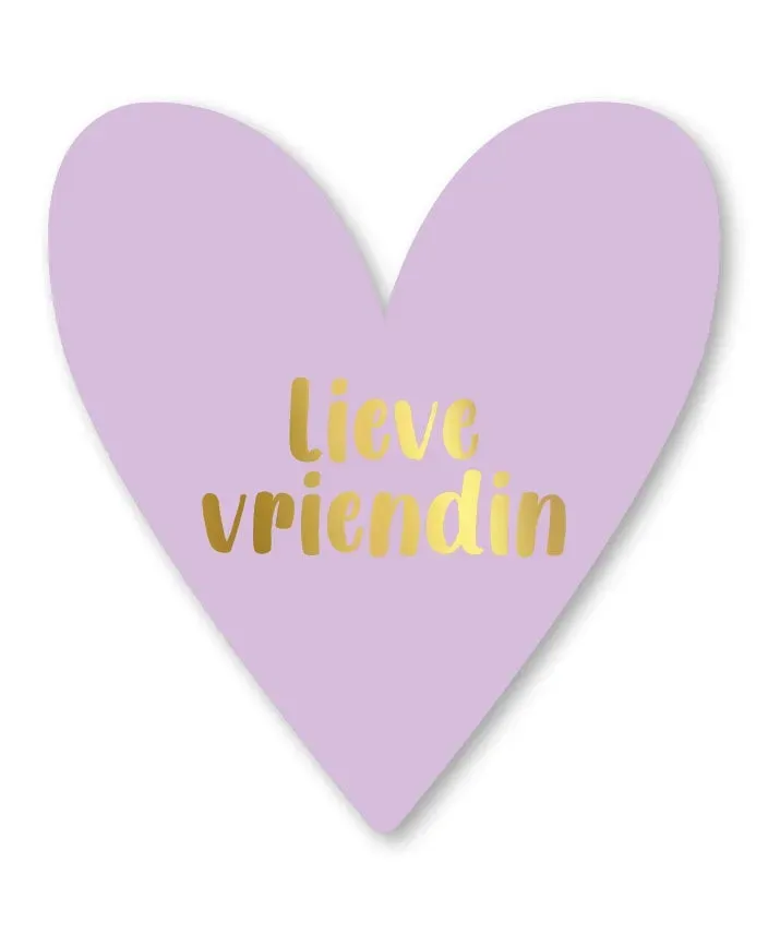 Amiek Lieve vriendin wenskaart hartvorm goudfolie A6