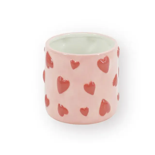 Amiek Hartjes Pot Roze Rood 15.5x15.5x16 cm