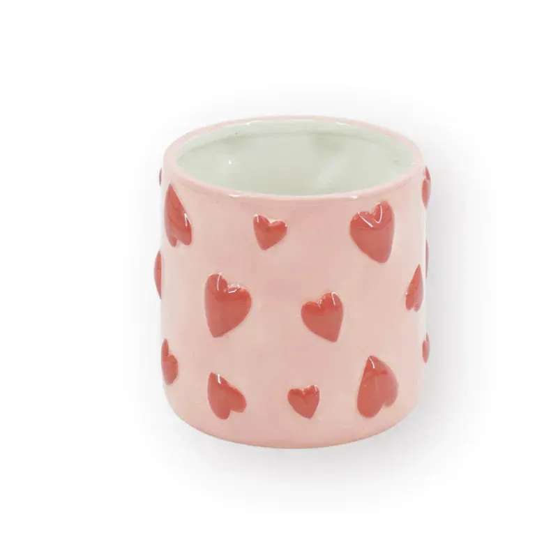 Amiek Hartjes Pot Roze Rood 15.5x15.5x16 cm