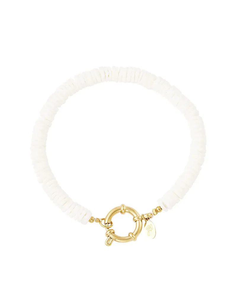 LOVEDRUNKY Beach armband wit goud 17,5 cm