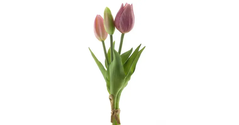 Amiek Real Touch Tulpen kunstbloemen roze 3 stuks 25cm