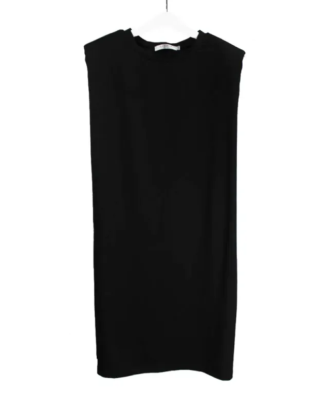 LOVEDRUNKY Padded Shoulder Jurk Zwart Recht