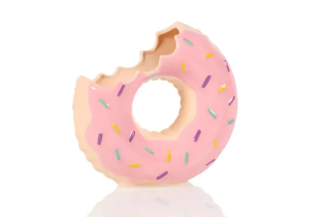 Amiek Donut vaas roze keramiek 18,7 cm
