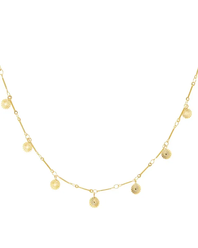 LOVEDRUNKY Flower Coin ketting goud 41 cm bloem