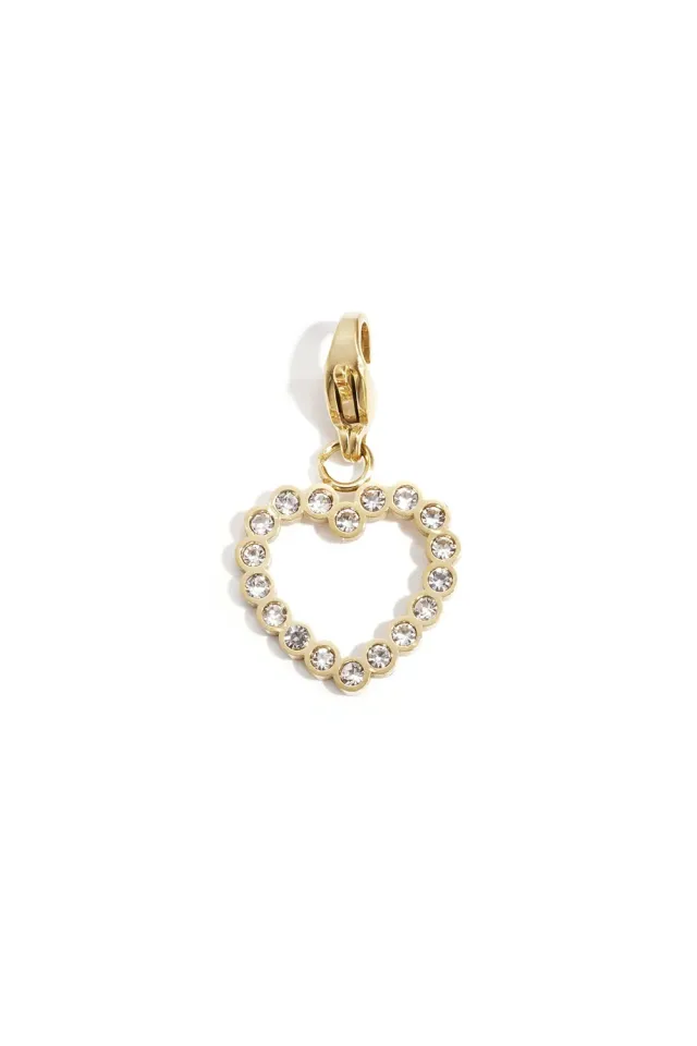 Amiek Hart Strass bedel goud stainless steel